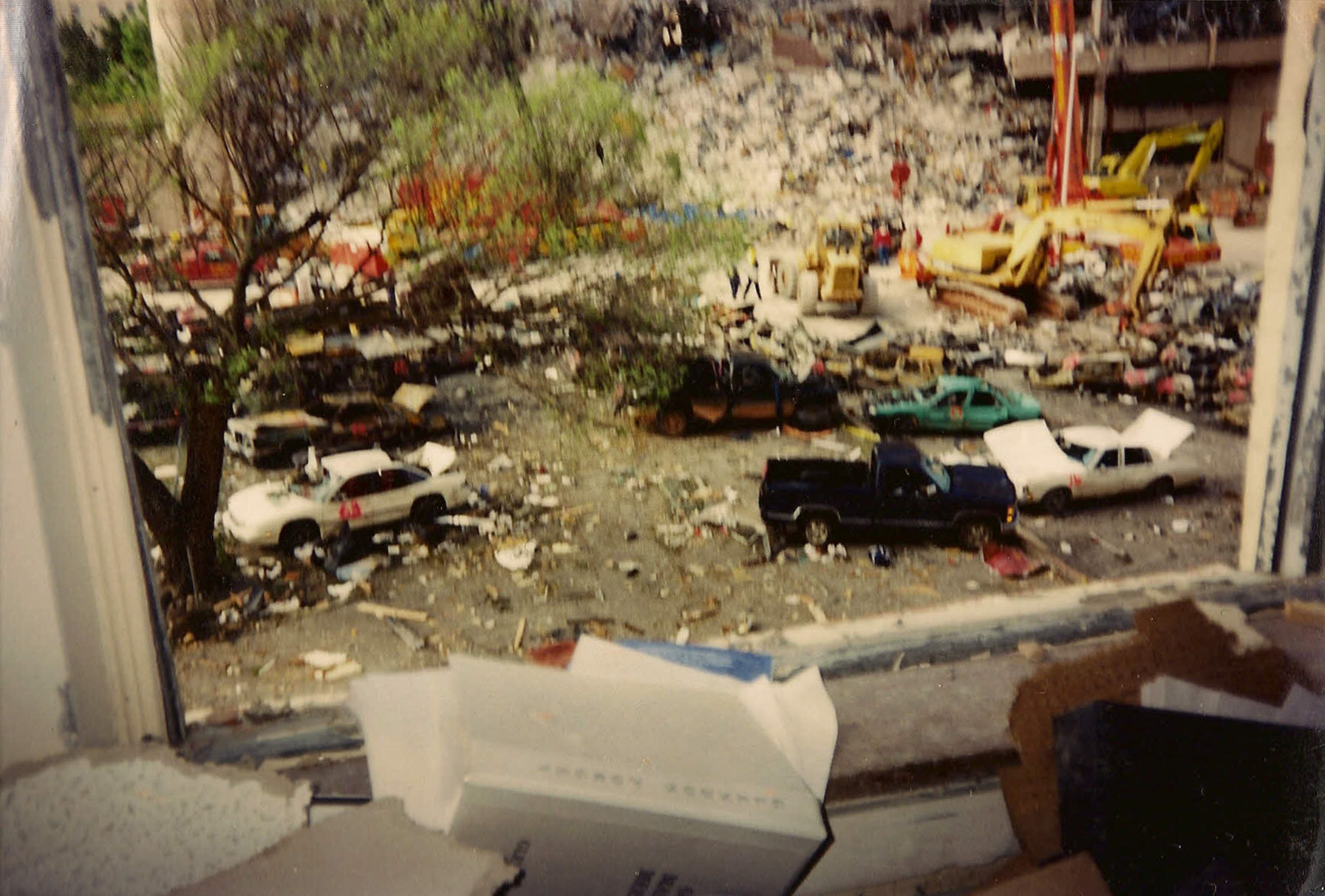 View of the Murrah Federal building from the Journal Record Building.